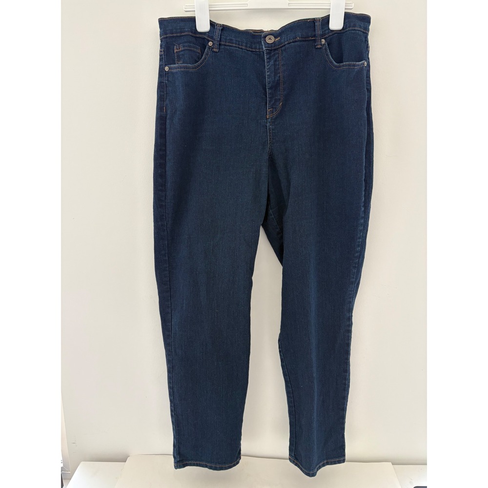 Style & Co Womens Plus Size 18 Straight Leg Jeans Dark Wash Blue High Rise Denim